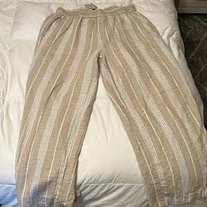 Wide leg tan linen pants